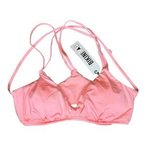 The Bikini Lab Solid Strap Bralette Swim Top Coral Pink XS NWT